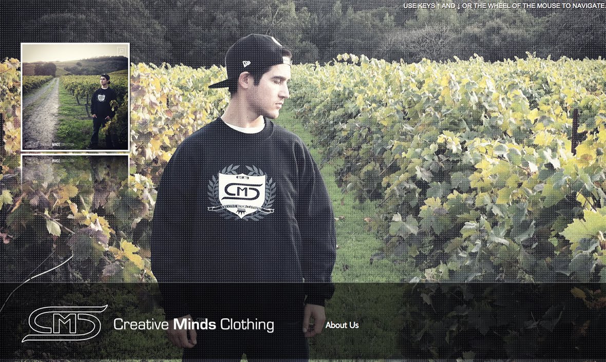 Creative Minds clothing website design about page